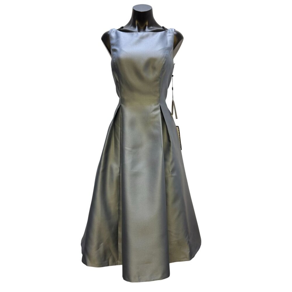 NWT Adrianna Papell Blue Satin Midi Dress Size 8